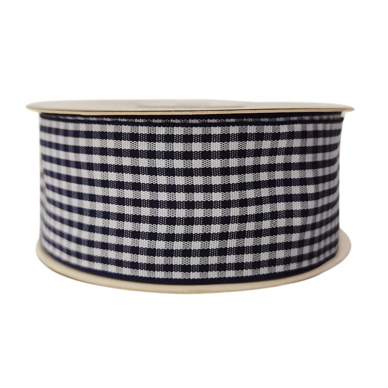 Micomon 1.5 Inch Blue and White Woven Edge 100% Polyester Gingham Ribbon 25 Yards Each Roll (1-1/2"", Blue) - Image 3